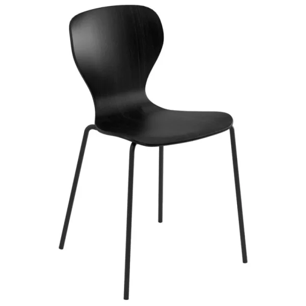 HAY Sitzgelegenheiten-Viccarbe Ears Stuhl, schwarzes Metall - Kohlschwarz