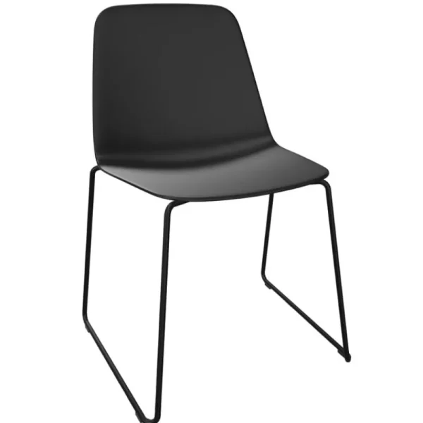Form & Refine Sitzgelegenheiten-Viccarbe Maarten Stuhl, Kufengestell, Schwarz