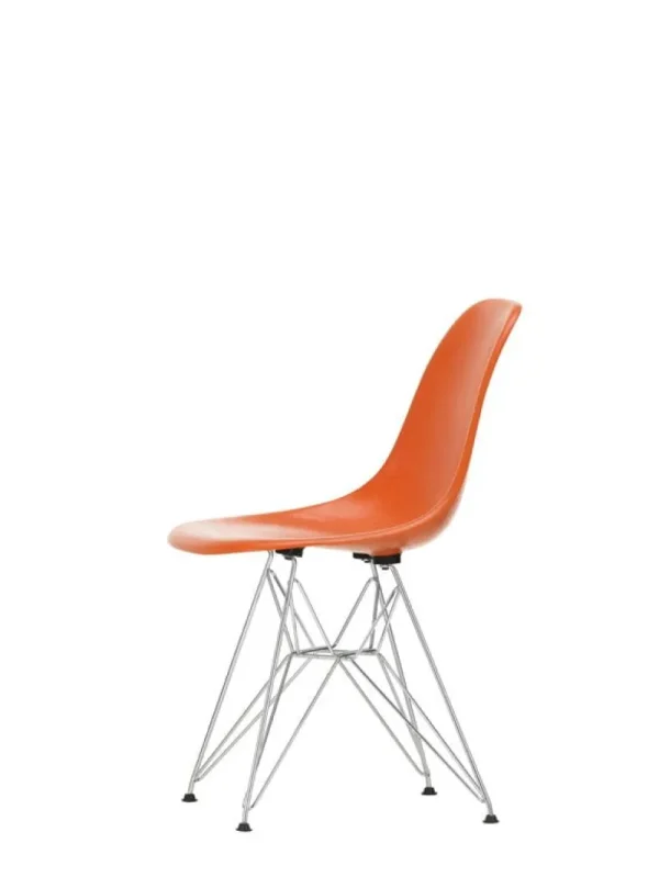 Form & Refine Sitzgelegenheiten-Vitra Eames DSR Fiberglass Chair, rotorange – Chrom