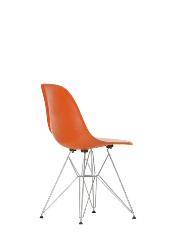 Form & Refine Sitzgelegenheiten-Vitra Eames DSR Fiberglass Chair, rotorange – Chrom