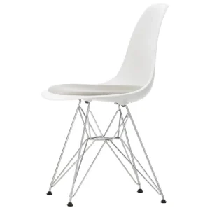 Tolix Sitzgelegenheiten-Vitra Eames DSR Stuhl, cotton white RE-Chrom-Kissen in Grau/Elfenbein