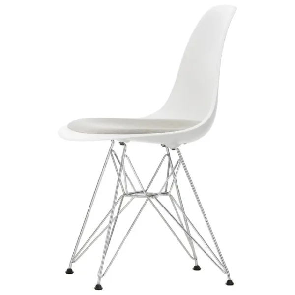 Tolix Sitzgelegenheiten-Vitra Eames DSR Stuhl, cotton white RE-Chrom-Kissen in Grau/Elfenbein