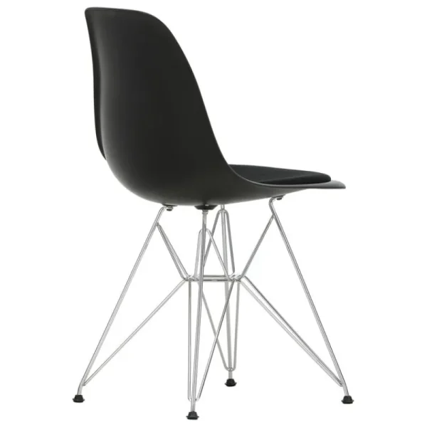 Lepo Product Sitzgelegenheiten-Vitra Eames DSR Stuhl, deep black RE - Chrom - Kissen in Nero