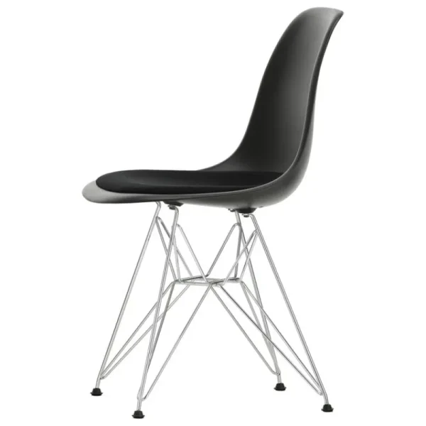 Lepo Product Sitzgelegenheiten-Vitra Eames DSR Stuhl, deep black RE - Chrom - Kissen in Nero