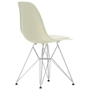 Woud Sitzgelegenheiten-Vitra Eames DSR Stuhl, Kieselgrau - Chrom - Kissen in Grau/Elfenbein