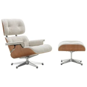 Muuto Sitzgelegenheiten-Vitra Eames Lounge Chair & Ottoman, neue Größe, Kirsche - Nubia, Creme