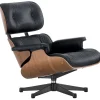 Vitra Sitzgelegenheiten-Eames Lounge Chair, klass. Größe, Walnuss - Leder schwarz