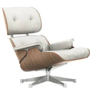 Eero Aarnio Originals Sitzgelegenheiten-Vitra Eames Lounge Chair, neue Größe, weißes Walnuss - Leder weiß