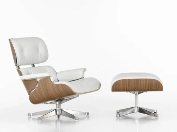 Eero Aarnio Originals Sitzgelegenheiten-Vitra Eames Lounge Chair, neue Größe, weißes Walnuss - Leder weiß