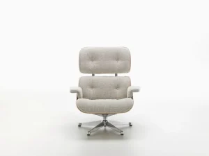 Muuto Sitzgelegenheiten-Vitra Eames Lounge Chair & Ottoman, neue Größe, Kirsche - Nubia, Creme