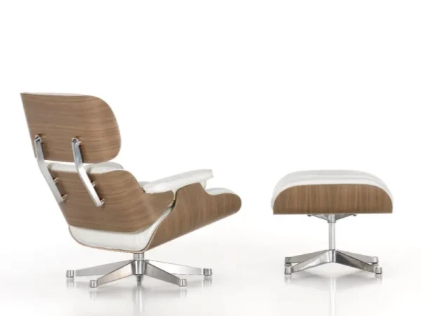 Eero Aarnio Originals Sitzgelegenheiten-Vitra Eames Lounge Chair, neue Größe, weißes Walnuss - Leder weiß