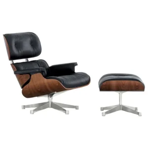 Hem Sitzgelegenheiten-Vitra Eames Lounge Chair&Ottoman, neue Größe, poliert – Leder schwarz