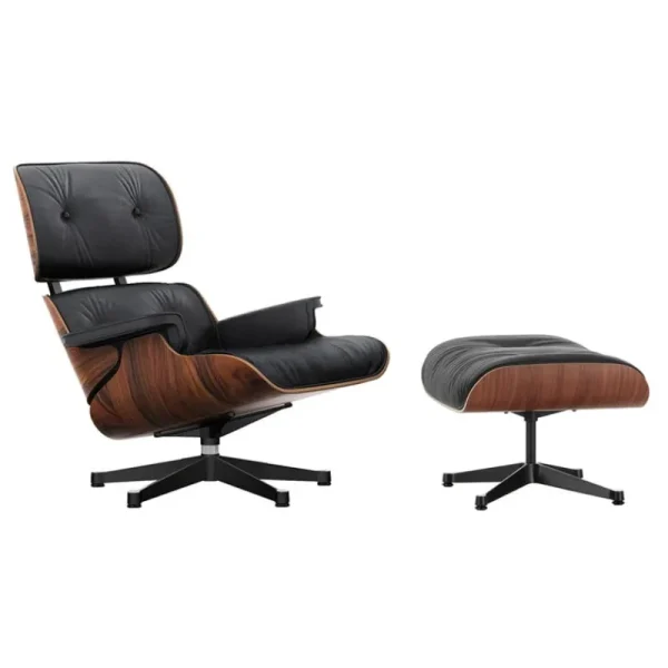 Vitra Sitzgelegenheiten-Eames Lounge Chair&Ottoman, klass. Gr., Palisander - Leder schw.