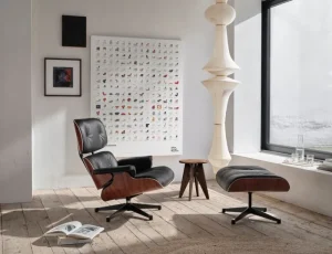 Vitra Sitzgelegenheiten-Eames Lounge Chair&Ottoman, klass. Gr., Palisander - Leder schw.