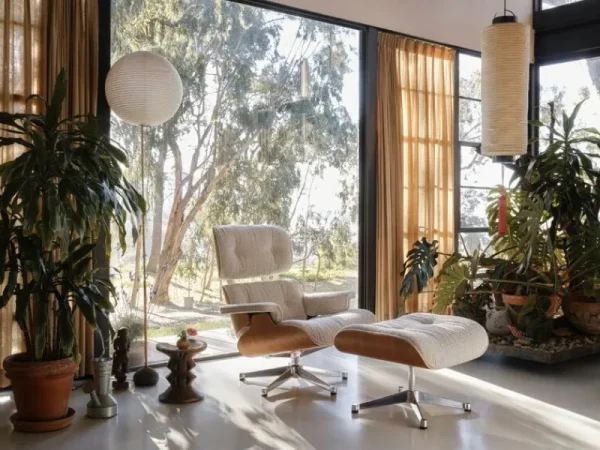 Nikari Sitzgelegenheiten-Vitra Eames Lounge Fußhocker, Amerikanische Kirsche - Nubia, Creme-San