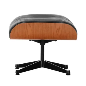 &Tradition Sitzgelegenheiten-Vitra Eames Lounge Ottomane, amerikanische Kirsche – schwarzes Leder