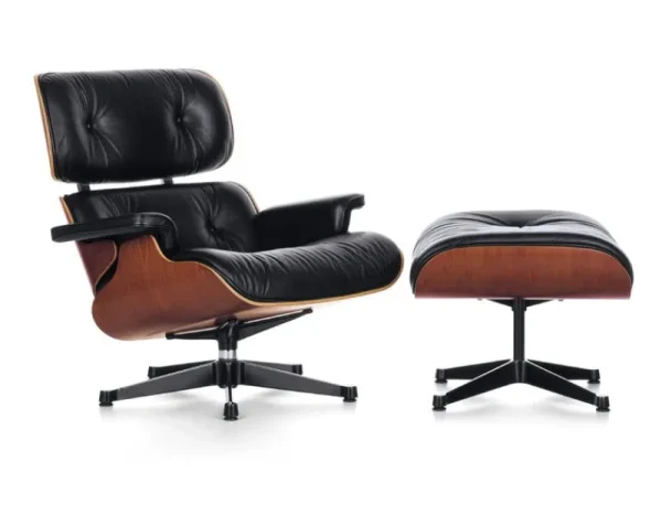 Hem Sitzgelegenheiten-Vitra Eames Loungesessel, neue Größe, Nussbaum – schwarzes Leder