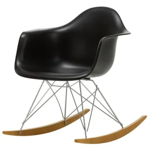 TON Sitzgelegenheiten-Vitra Eames RAR Schaukelstuhl, deep black RE - Chrom - Ahorn