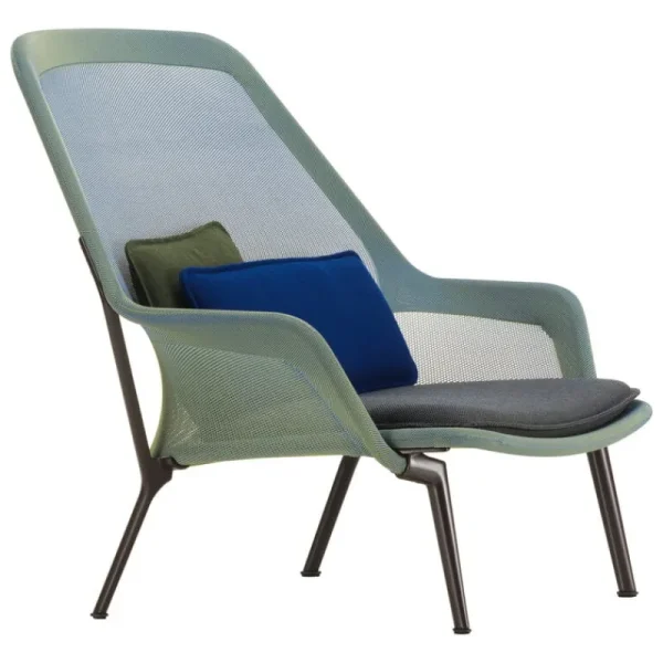 Vitra Sitzgelegenheiten-Slow Chair, blau/grün – schokoladenbraun