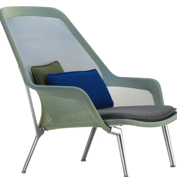 Woodnotes Sitzgelegenheiten-Vitra Slow Chair, blau/grün – Aluminium