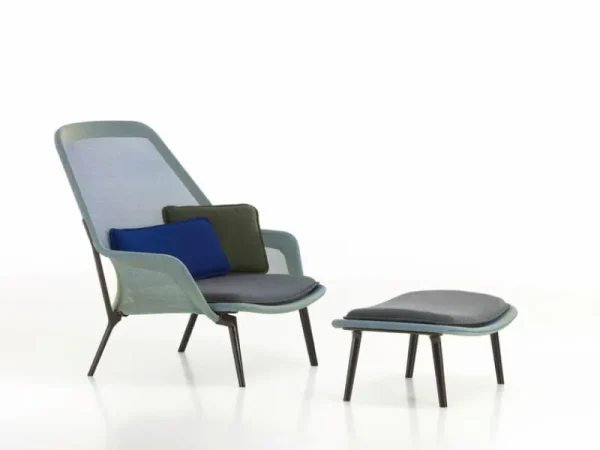 Vitra Sitzgelegenheiten-Slow Chair, blau/grün – schokoladenbraun