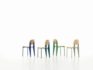 NORR11 Sitzgelegenheiten-Vitra Standard Stuhl, Prouvé Bleu Marcoule - Eiche