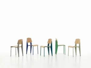 NORR11 Sitzgelegenheiten-Vitra Standard Stuhl, Prouvé Bleu Marcoule - Eiche