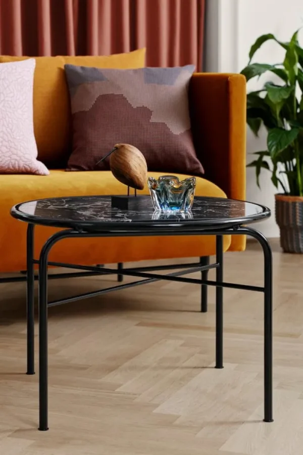 OX Denmarq Tische-Warm Nordic Couchtisch Secant, rund, schwarz-goldener Marmor