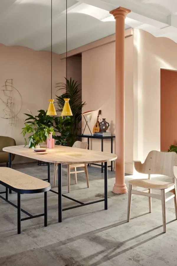 Design House Stockholm Tische-Warm Nordic Esstisch Be My Guest, Eiche weiß geölt – gelb