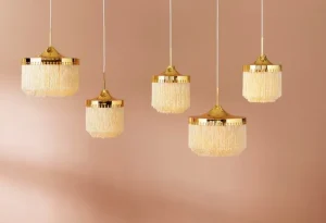 ferm LIVING Deckenleuchten-Warm Nordic Fringe Pendelleuchte, 20 cm, cremeweiß