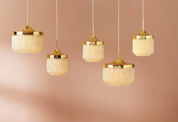 ferm LIVING Deckenleuchten-Warm Nordic Fringe Pendelleuchte, 20 cm, cremeweiß