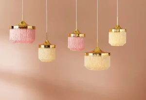 ferm LIVING Deckenleuchten-Warm Nordic Fringe Pendelleuchte, 20 cm, cremeweiß