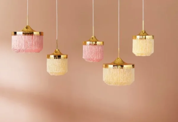ferm LIVING Deckenleuchten-Warm Nordic Fringe Pendelleuchte, 20 cm, cremeweiß