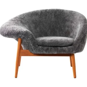&Tradition Sitzgelegenheiten-Warm Nordic Loungesessel Fried Egg, Scandinavian Grey, Schafsfell