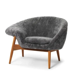 &Tradition Sitzgelegenheiten-Warm Nordic Loungesessel Fried Egg, Scandinavian Grey, Schafsfell