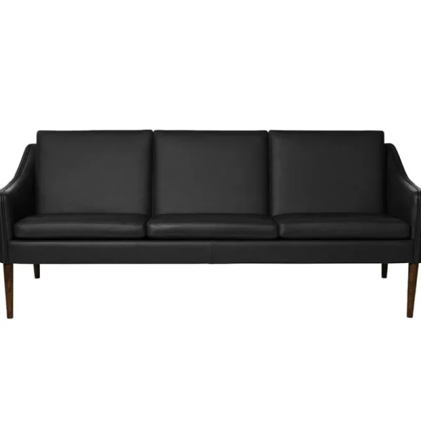 HAY Sofas Und Liegen-Warm Nordic Sofa Mr Olsen, 3-Sitzer, Walnuss – schwarzes Leder