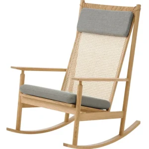 Warm Nordic Sitzgelegenheiten-Swing Schaukelstuhl, Eiche - Rewool 128 granitgrau