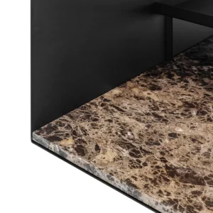 Nikari Tische-Wendelbo Expose Couchtisch, mittelgroß, braunes Glas - Emperador-Marmor