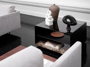 Nikari Tische-Wendelbo Expose Couchtisch, mittelgroß, braunes Glas - Emperador-Marmor