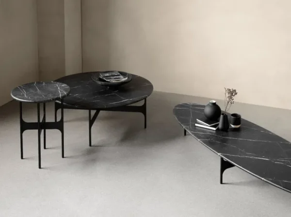 Wendelbo Tische-Floema Couchtisch, oval, Schwarz - schwarzer Marmor