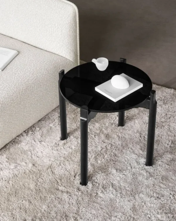 Sibast Tische-Wendelbo Notch Beistelltisch, rund, S, Glas - Eiche gebeizt, Schwarz