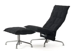 Normann Copenhagen Sitzgelegenheiten-Woodnotes K Ottomane, schmal, Sternfuß, Schwarz