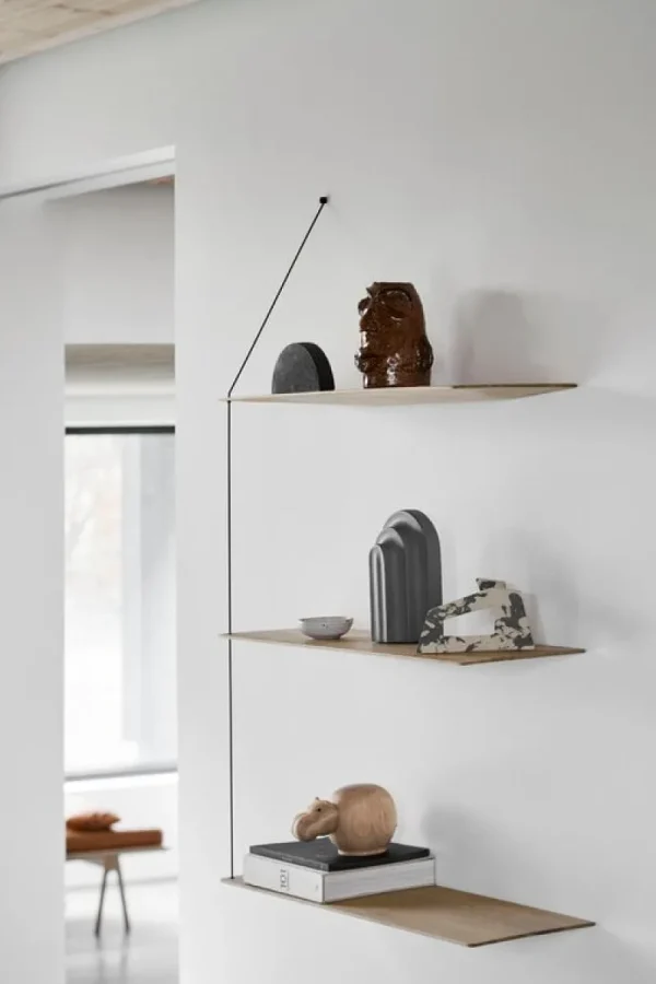 HAY Regale-Woud Anbauregal Stedge 80 cm, Eiche, weiß pigmentiert lackiert