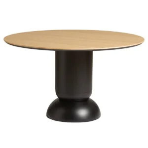 FDB Mu00f8bler Tische-Woud Esstisch Ludo, 130 cm, schwarz-weiß pigmentierte lackierte Eiche