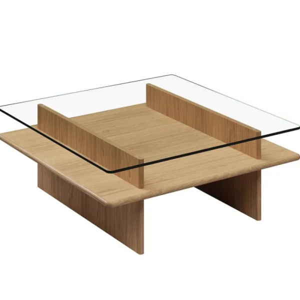 Maze Tische-Woud Parallel Couchtisch, 90 x 90 cm, weiß lackierte Eiche