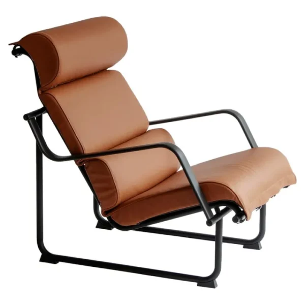 HAY Sitzgelegenheiten-Yrjö Kukkapuro Remmi Loungesessel, Schwarz - cognacbraunes Leder