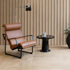 HAY Sitzgelegenheiten-Yrjö Kukkapuro Remmi Loungesessel, Schwarz - cognacbraunes Leder