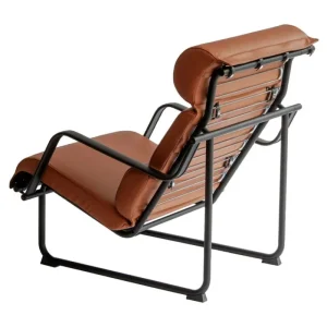 HAY Sitzgelegenheiten-Yrjö Kukkapuro Remmi Loungesessel, Schwarz - cognacbraunes Leder
